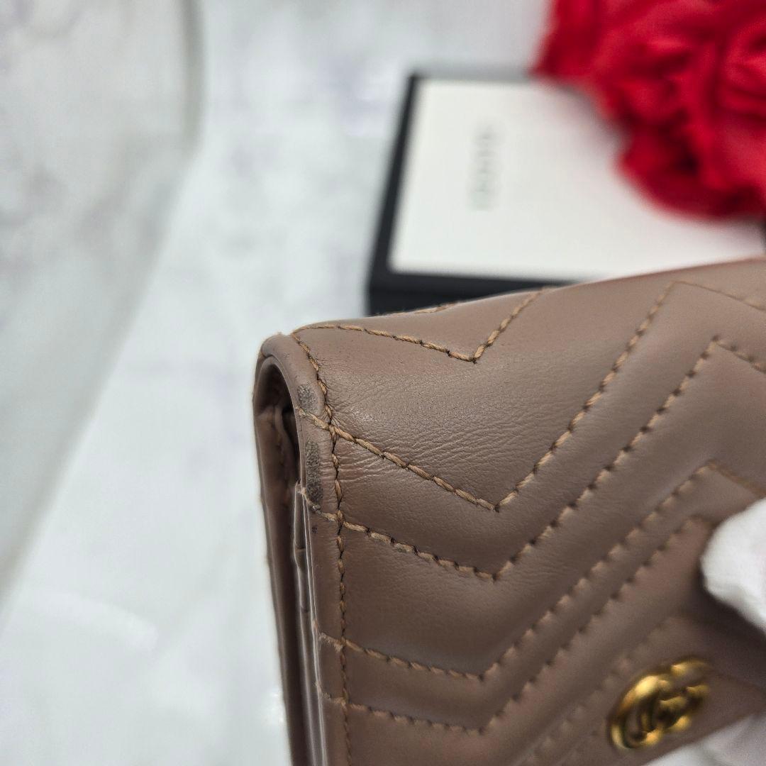 Gucci Bifold Wallet GG Marmont Quilted Pink
