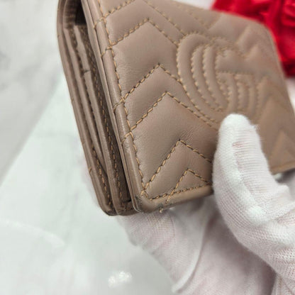 Gucci Bifold Wallet GG Marmont Quilted Pink