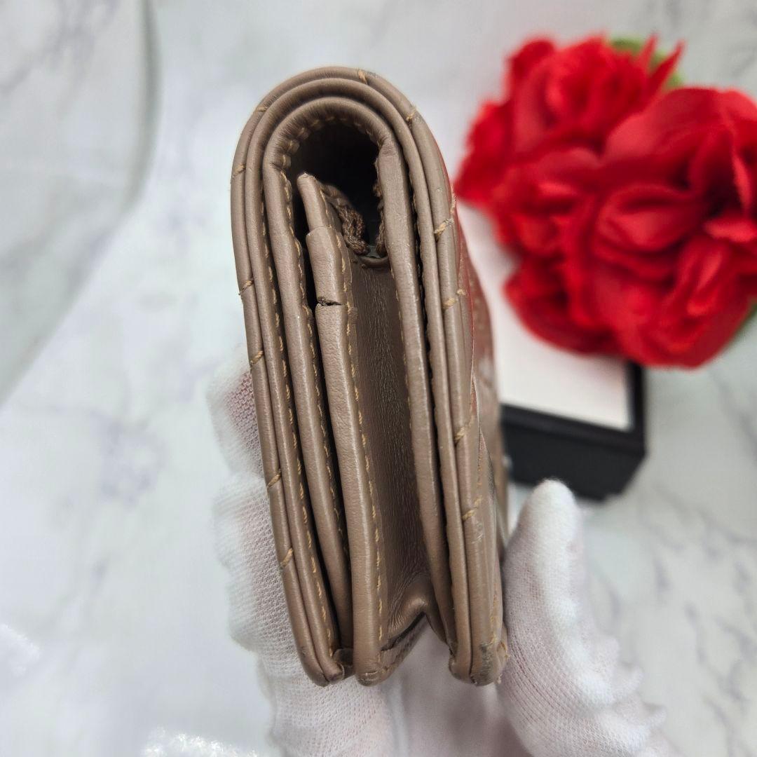 Gucci Bifold Wallet GG Marmont Quilted Pink