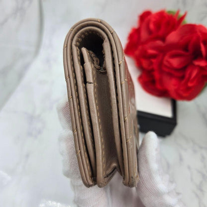Gucci Bifold Wallet GG Marmont Quilted Pink