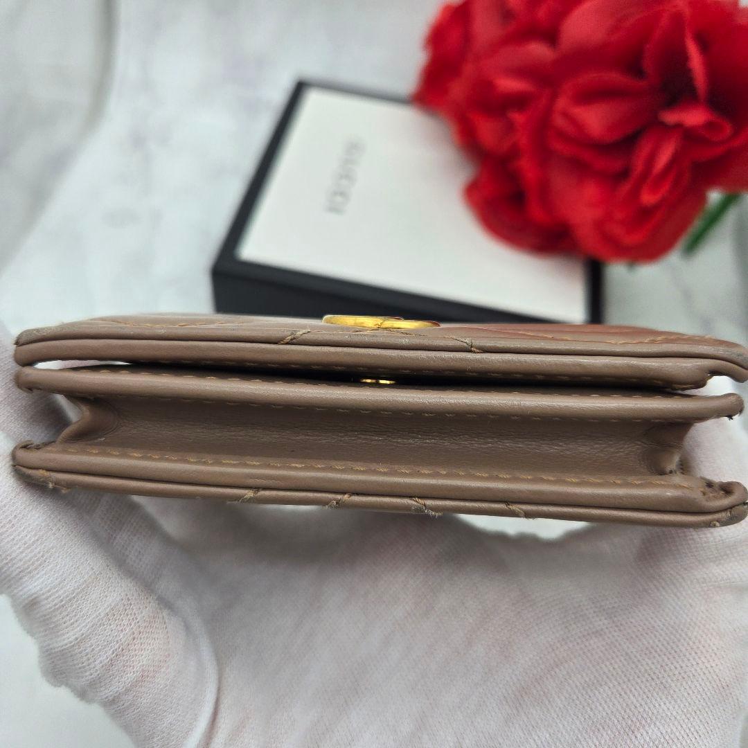 Gucci Bifold Wallet GG Marmont Quilted Pink