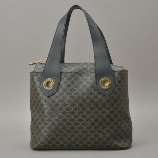 Celine Macadam Handbag Tote Leather Black Triomphe