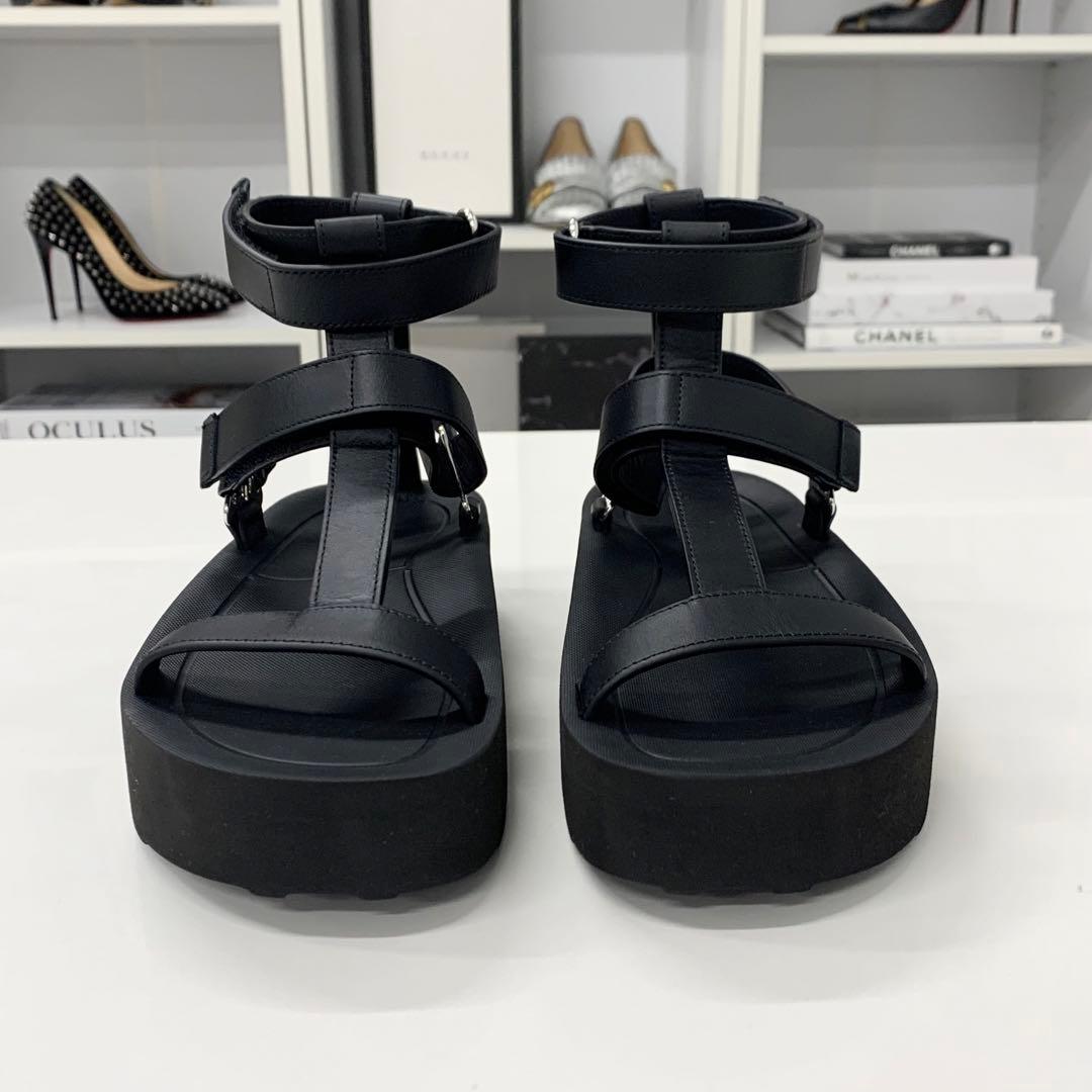 Hermes Enid Leather Diamant Buckle Ankle Strap Sandals — view 4