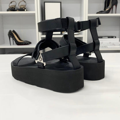 Hermes Enid Leather Diamant Buckle Ankle Strap Sandals — view 5