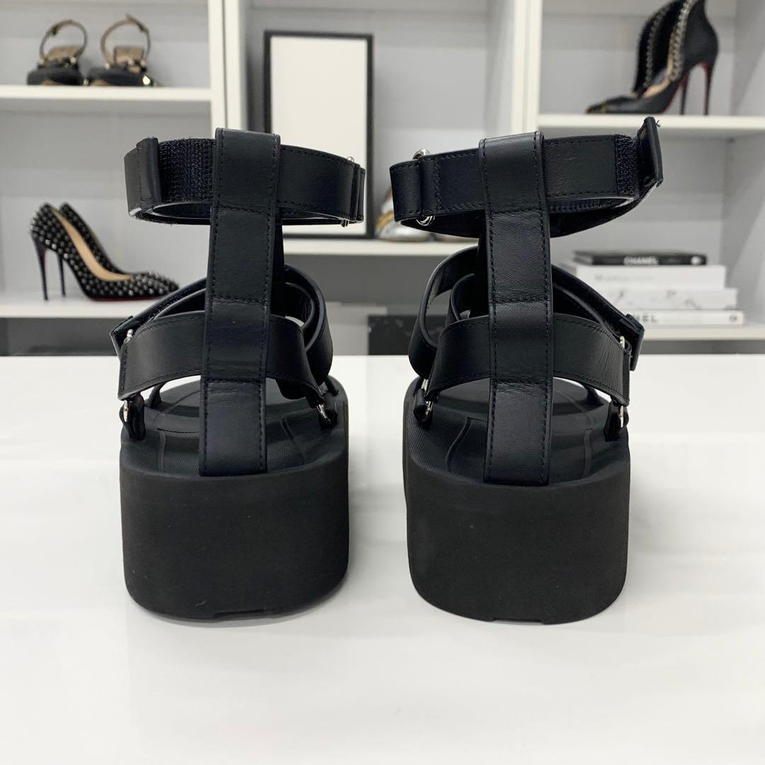 Hermes Enid Leather Diamant Buckle Ankle Strap Sandals — view 6