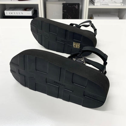 Hermes Enid Leather Diamant Buckle Ankle Strap Sandals — view 7