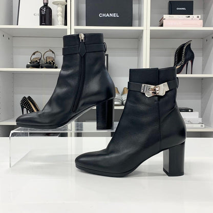 Hermes Saint Germain Kelly Leather Short Boots Black