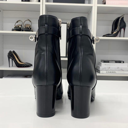 Hermes Saint Germain Kelly Leather Short Boots Black