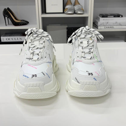 Balenciaga Triple S Leather Logo Sneakers White Multicolor