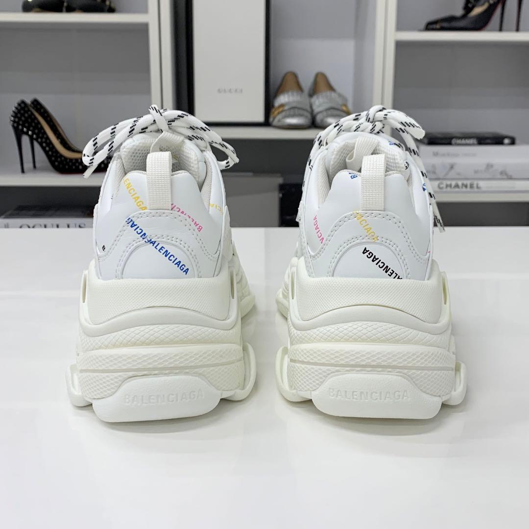 Balenciaga Triple S Leather Logo Sneakers White Multicolor