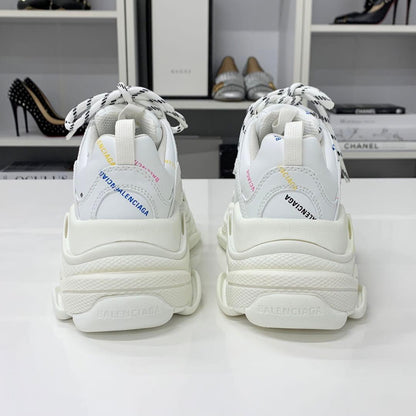Balenciaga Triple S Leather Logo Sneakers White Multicolor