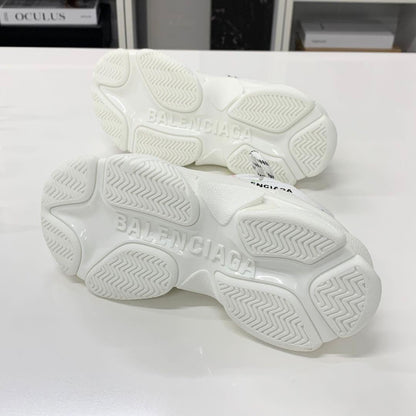 Balenciaga Triple S Leather Logo Sneakers White Multicolor