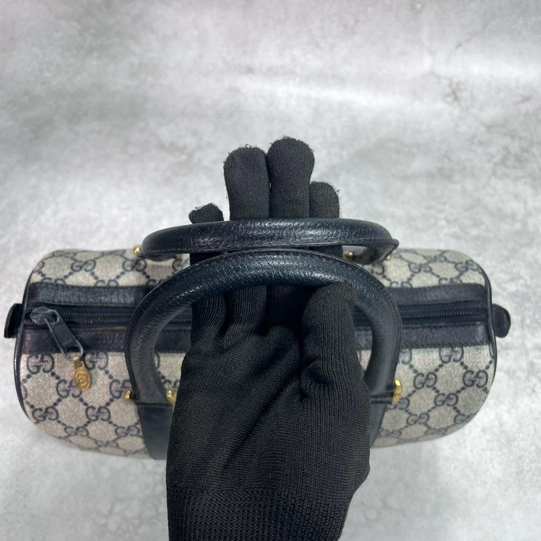 Gucci GG Sherry Line Boston Bag Navy Leather Logo — view 4