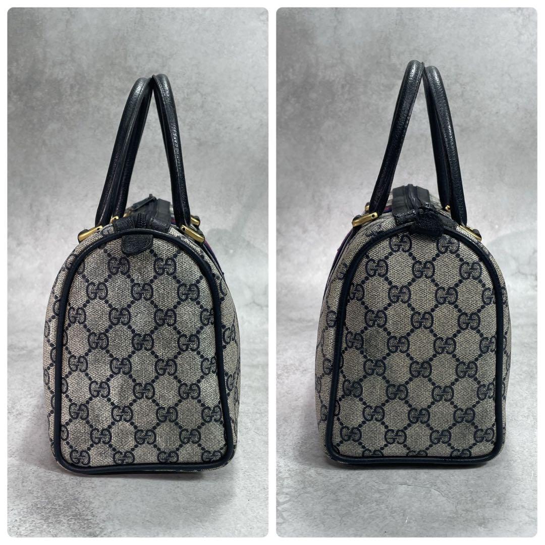 Gucci GG Sherry Line Boston Bag Navy Leather Logo — view 7