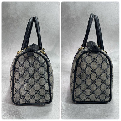 Gucci GG Sherry Line Boston Bag Navy Leather Logo — view 7