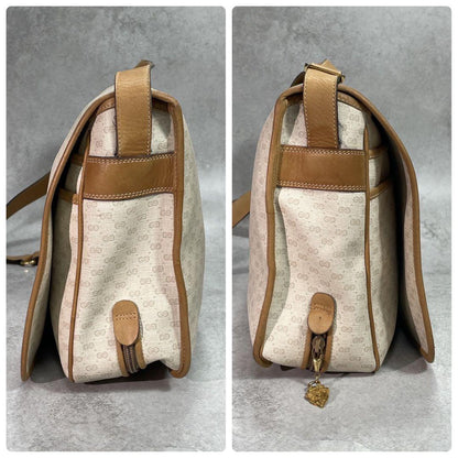 Gucci GG Shoulder Bag Beige Brown Logo Leather — view 7