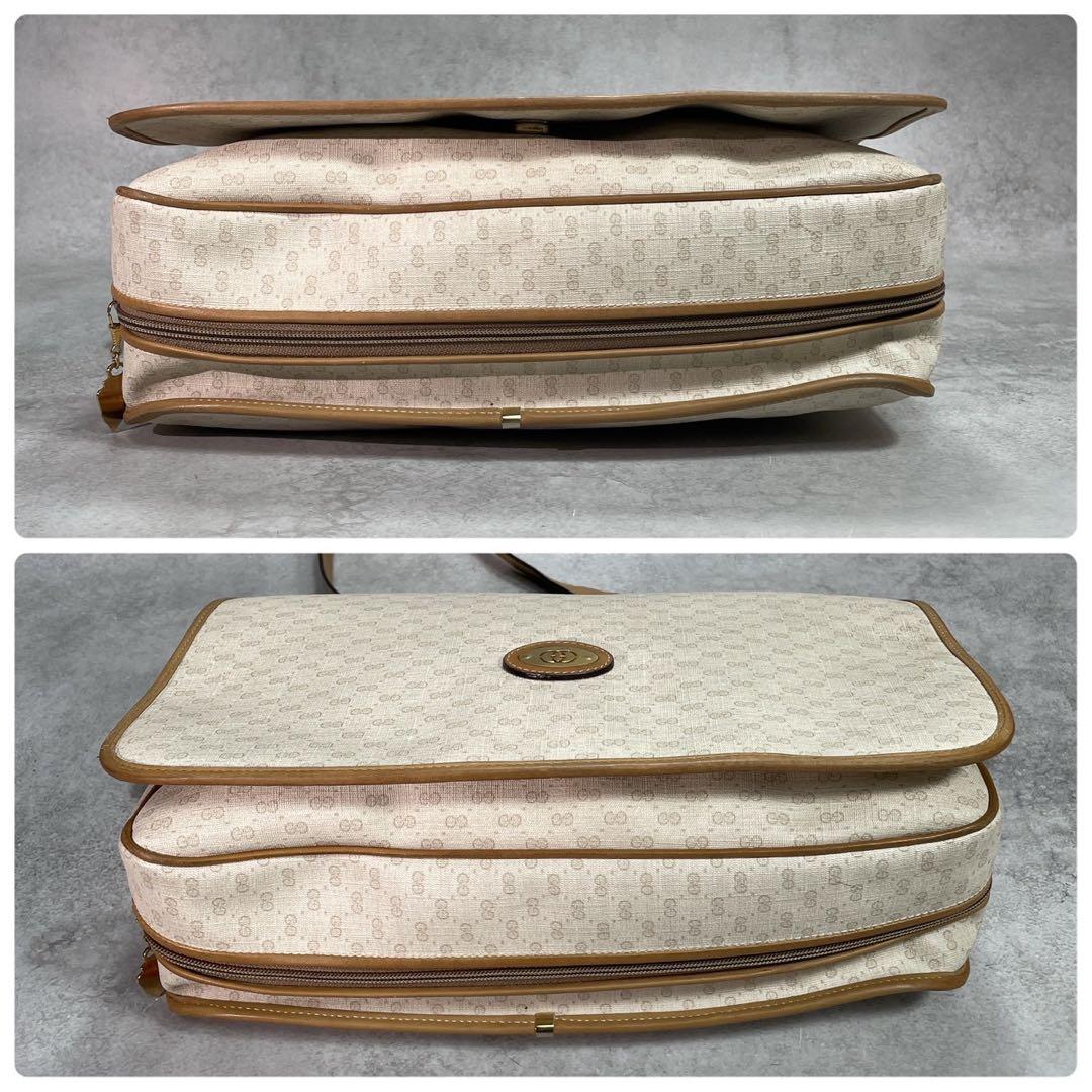 Gucci GG Shoulder Bag Beige Brown Logo Leather — view 8