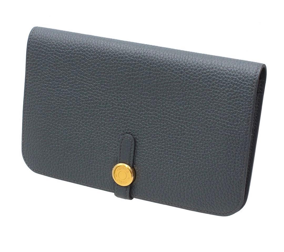 Unused Hermes Dogon GM Leather Bi-fold Long Wallet