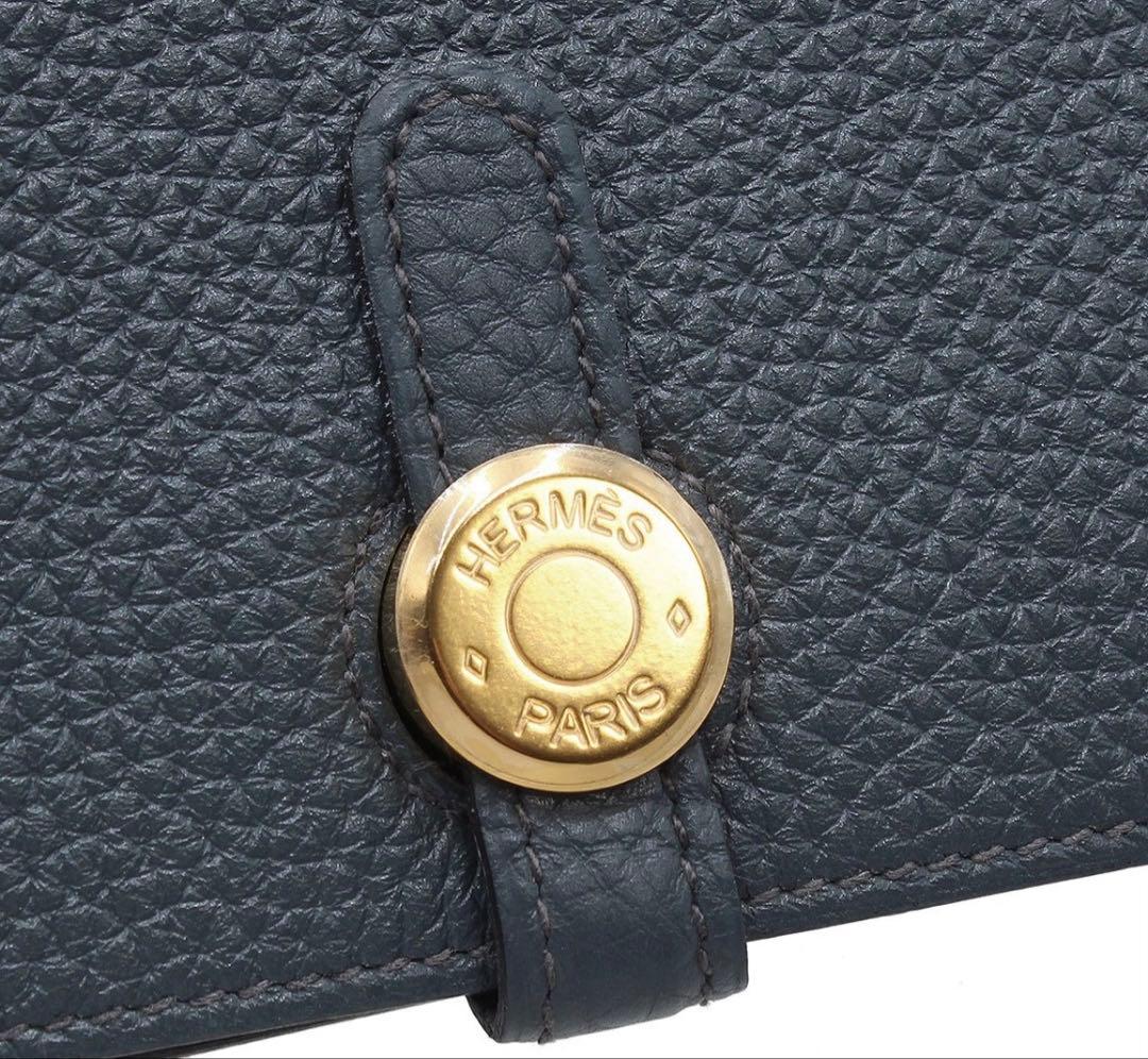 Unused Hermes Dogon GM Leather Bi-fold Long Wallet