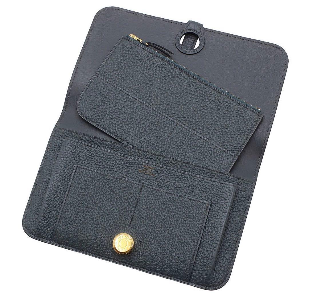Unused Hermes Dogon GM Leather Bi-fold Long Wallet