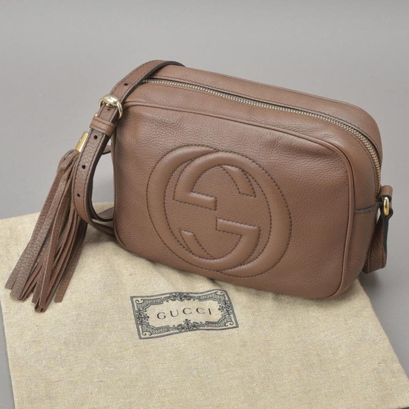 Gucci◇ Gucci Soho Shoulder Bag Double G Leather Brown Bag