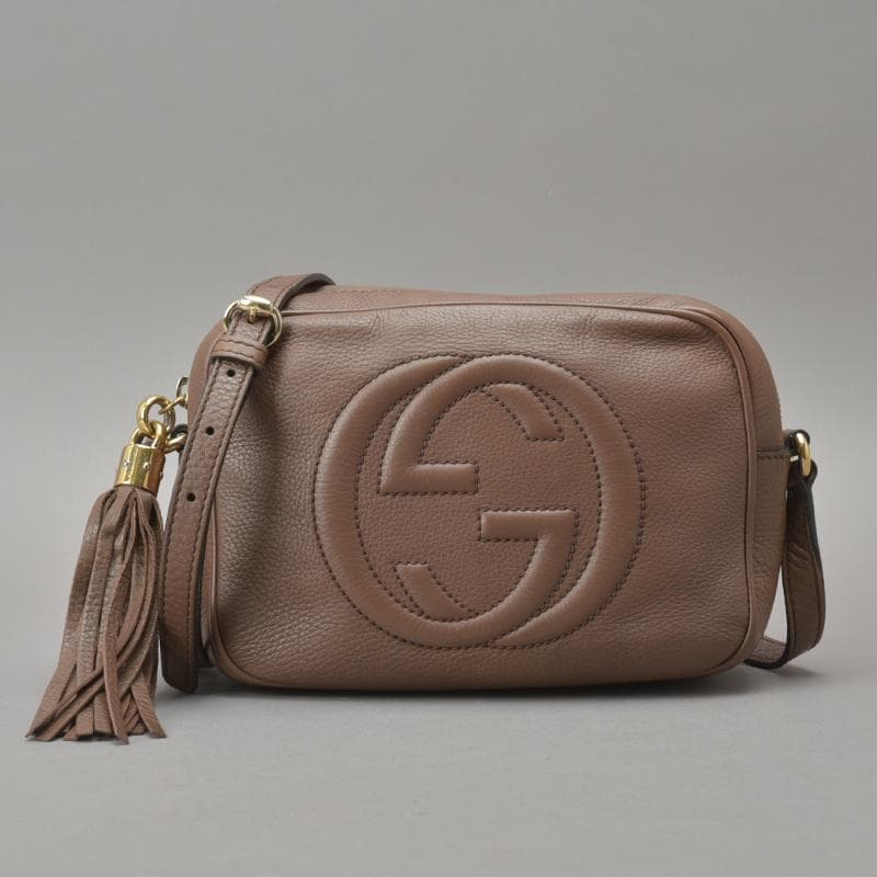 Gucci◇ Gucci Soho Shoulder Bag Double G Leather Brown Bag