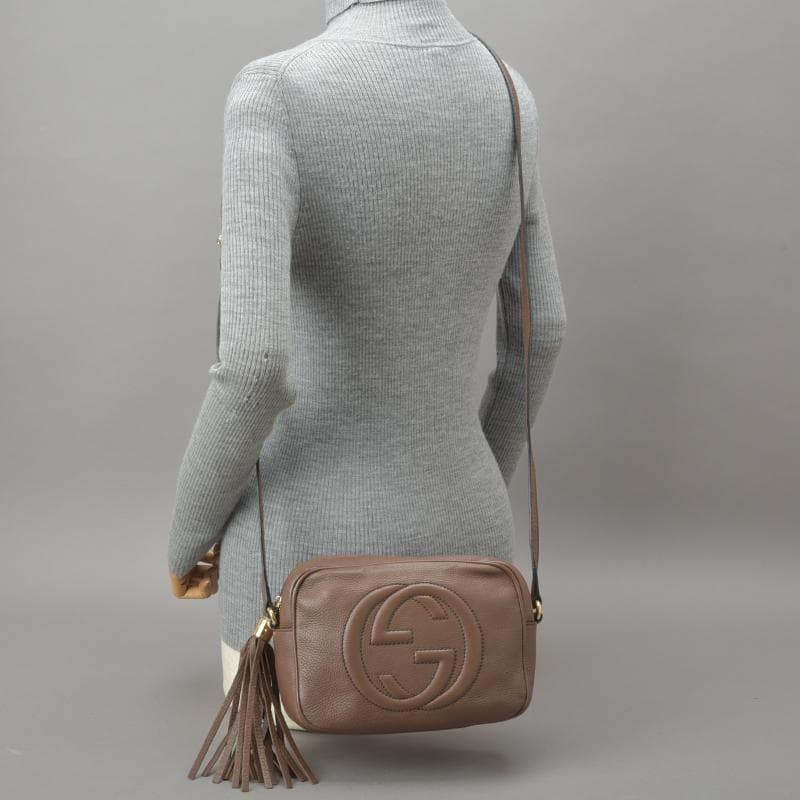 Gucci◇ Gucci Soho Shoulder Bag Double G Leather Brown Bag
