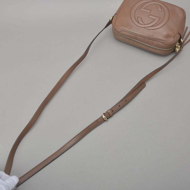 Gucci◇ Gucci Soho Shoulder Bag Double G Leather Brown Bag