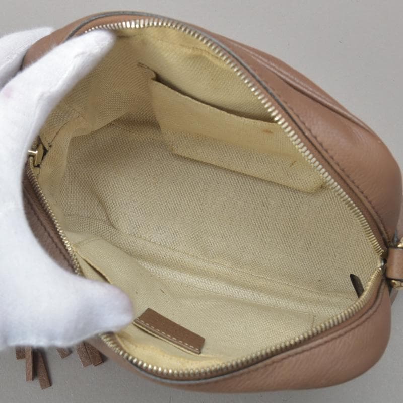 Gucci◇ Gucci Soho Shoulder Bag Double G Leather Brown Bag
