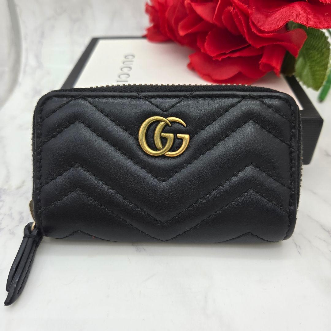 Gucci Key Case Coin GG Marmont Quilted Black Key Holder