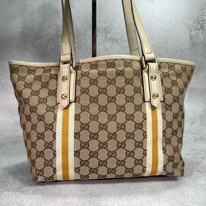 Gucci GG Tote Bag Sherry Line Brown Leather Charm — view 3