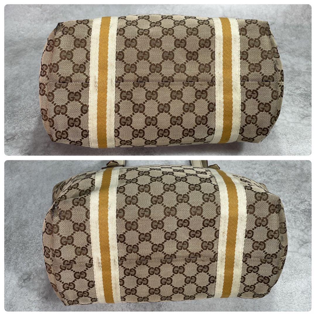 Gucci GG Tote Bag Sherry Line Brown Leather Charm — view 8