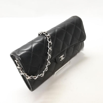Chanel Caviar Quilted Wallet Black Silver — view 2
