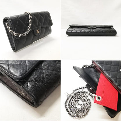Chanel Caviar Quilted Wallet Black Silver — view 3