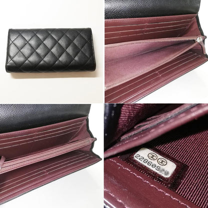 Chanel Caviar Quilted Wallet Black Silver — view 4