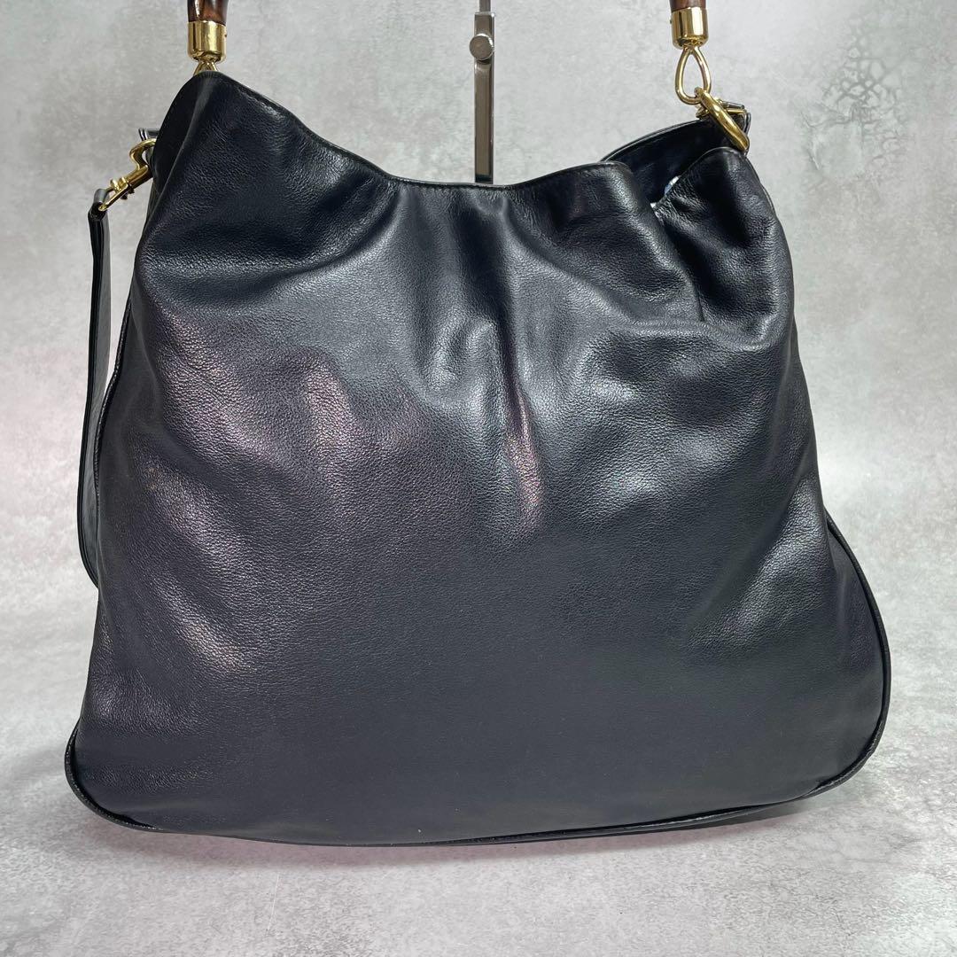 Gucci Shoulder Bag 2-Way Bamboo Black Leather — view 3