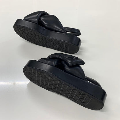 Prada Logo Padded Nappa Leather Platform Sandals Black — view 6