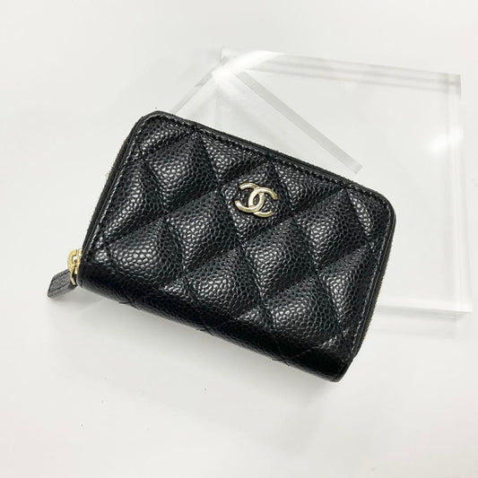 Chanel Caviar Leather CC Logo Quilted Wallet Coin Purse