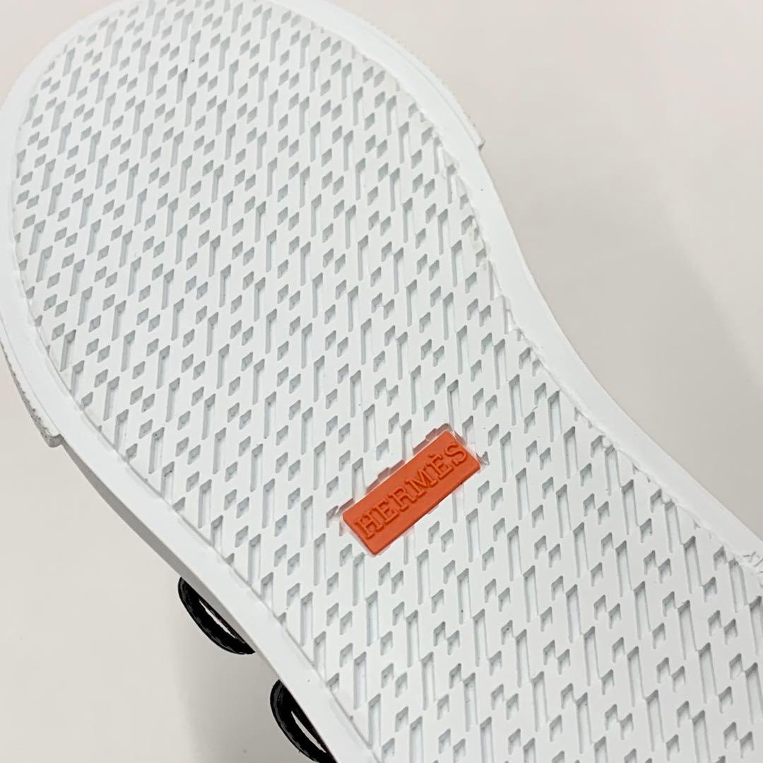 Unused Hermes Hanky ​​leather Studded High Cut Sneakers Black