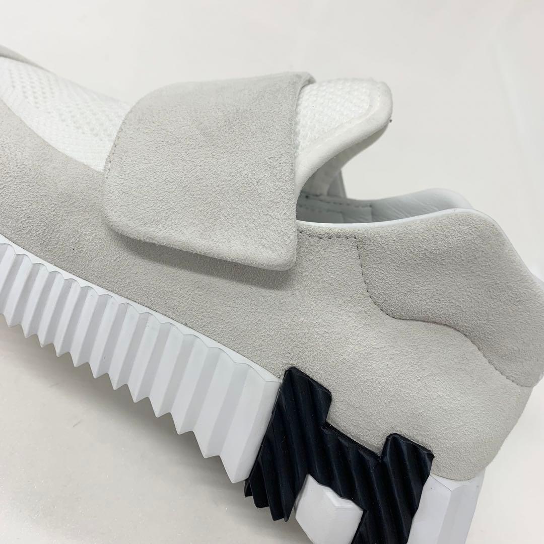 Hermes H Suede Fabric Velcro Sneakers White