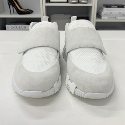 Hermes H Suede Fabric Velcro Sneakers White
