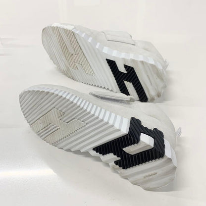 Hermes H Suede Fabric Velcro Sneakers White