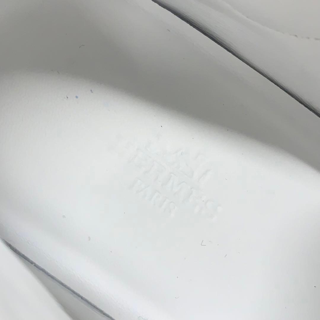 Hermes H Suede Fabric Velcro Sneakers White