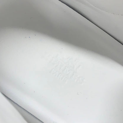 Hermes H Suede Fabric Velcro Sneakers White