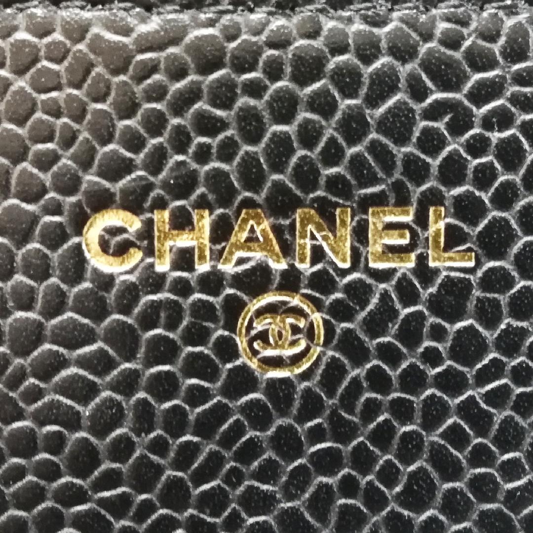 Chanel Caviar Leather Quilted Wallet Black Gold — view 5
