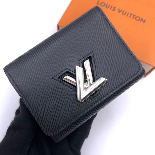 Louis Vuitton Epi Portefeuille Twist Compact Trifold Wallet Black