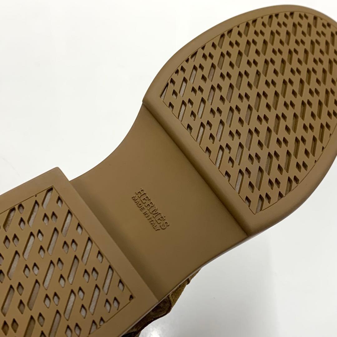 Hermes Veo Suede Kelly Hardware Shearling Boots Brown