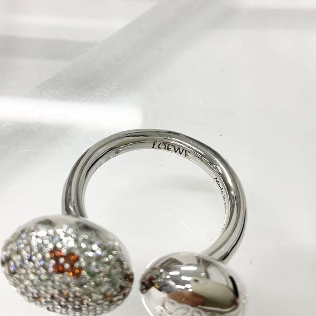 Loewe Anagram Ring Line Stone Silver