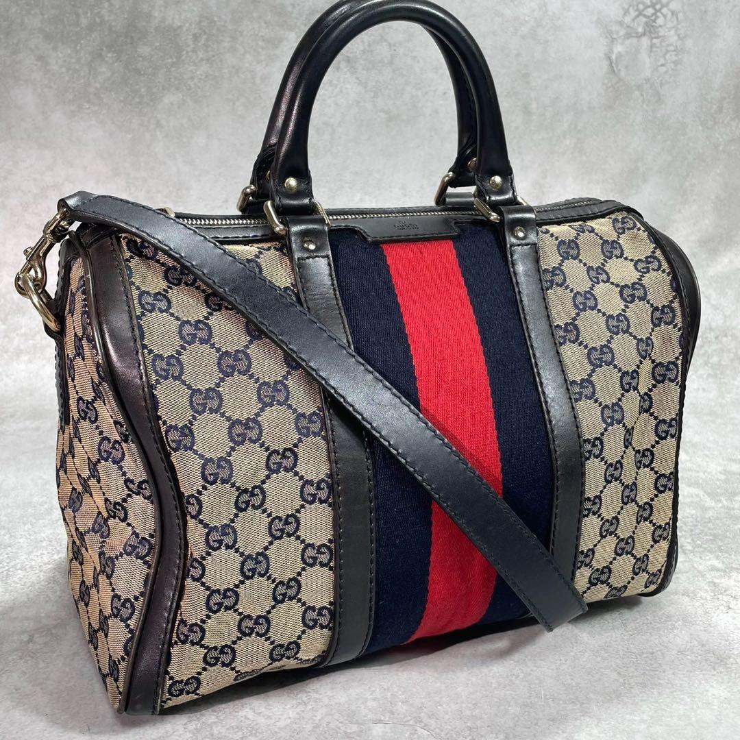 Gucci GG Sherry Line Boston Bag 2-Way Navy