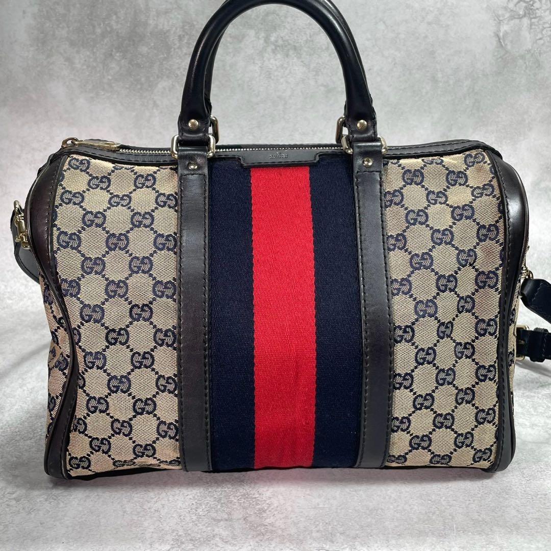 Gucci GG Sherry Line Boston Bag 2-Way Navy — view 2